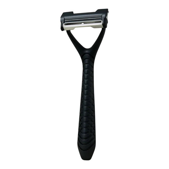 Svart Leaf Shave Leaf Two barberhøvel med teksturdet grep og lukket kam