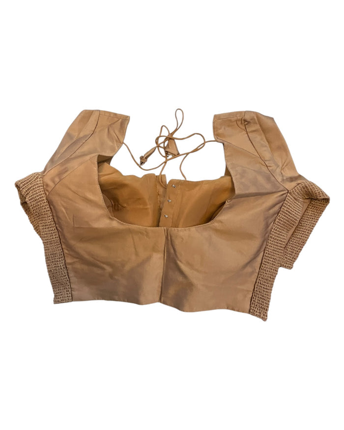 Light Brown - HYBRID Silky Saree blouse - With Elastic on both side for Great fit - Size 36",38", 40" S M L  - VAM1216 Ap