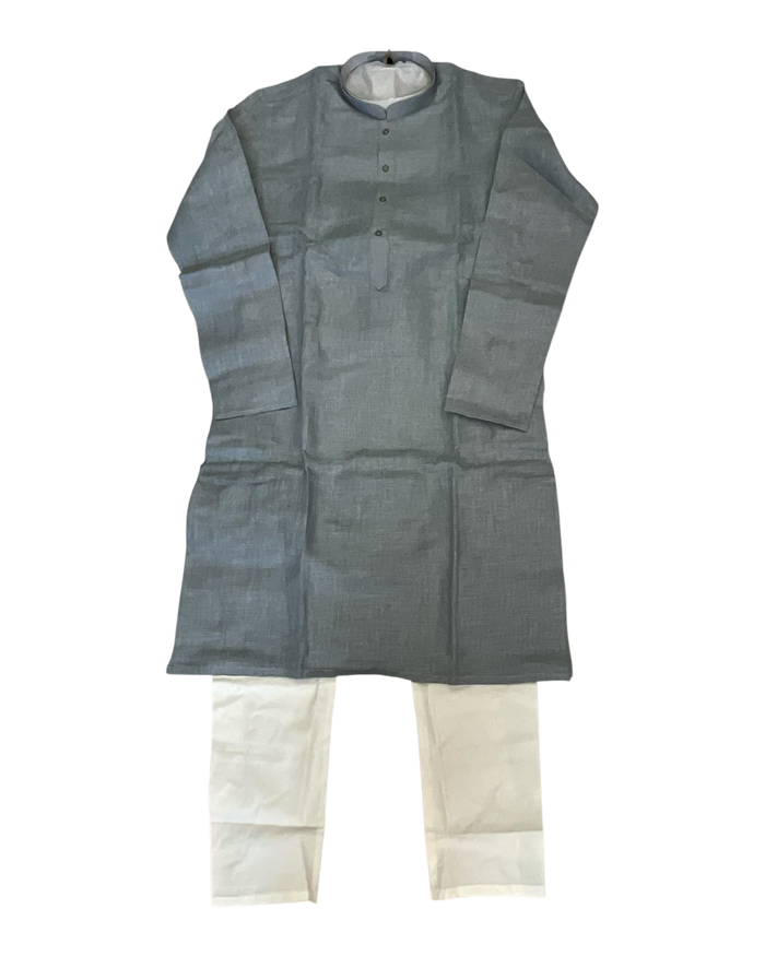 Light Grey - Premium Linen Mens Indian Kurta set - UK Stock - Weddings / Walimas , Sangeet, Diwali, Eid, Mehndi / Henna - VEE1365 KP