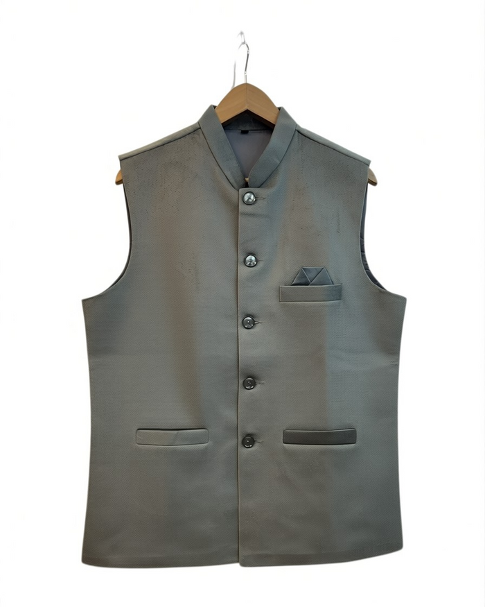 Light Grey - Suede - Mens Indian Waistcoat - UK Stock - 24 hr Dispatch - KCS2601 03KT26