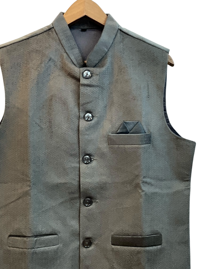 Light Grey - Suede - Mens Indian Waistcoat - UK Stock - 24 hr Dispatch - KCS2601 03KT26