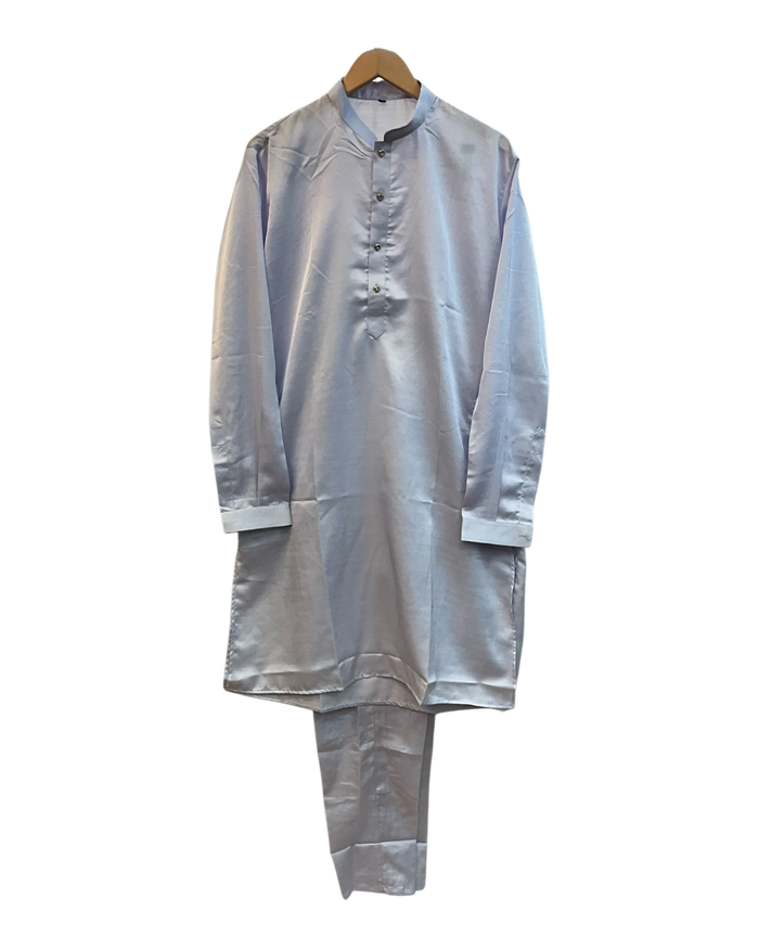 Light Pastel Blue - Mens Kurta Set with Rich Brocade Waistcoat  - UK Stock - Quick Dispatch - SHU2603 05VV26