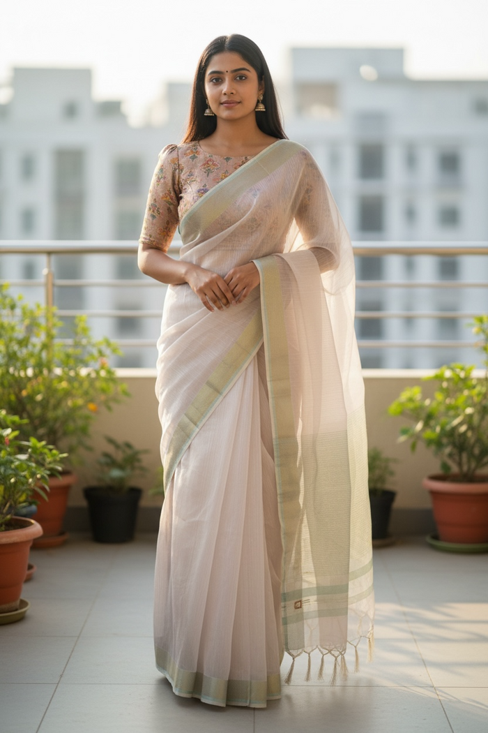 Lilac - Fancy Cotton Silky Saree with Brocade Blouse Piece - UK Stock - 2/3 days Delivery  12KP25 RT411004