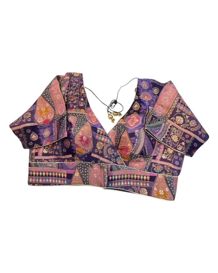 Lilac / Purple - Banarasi Brocade Saree / Lehenga blouse - 42" Bust (UK 16) Can be let out to size 18  - VFJ204 01KP25