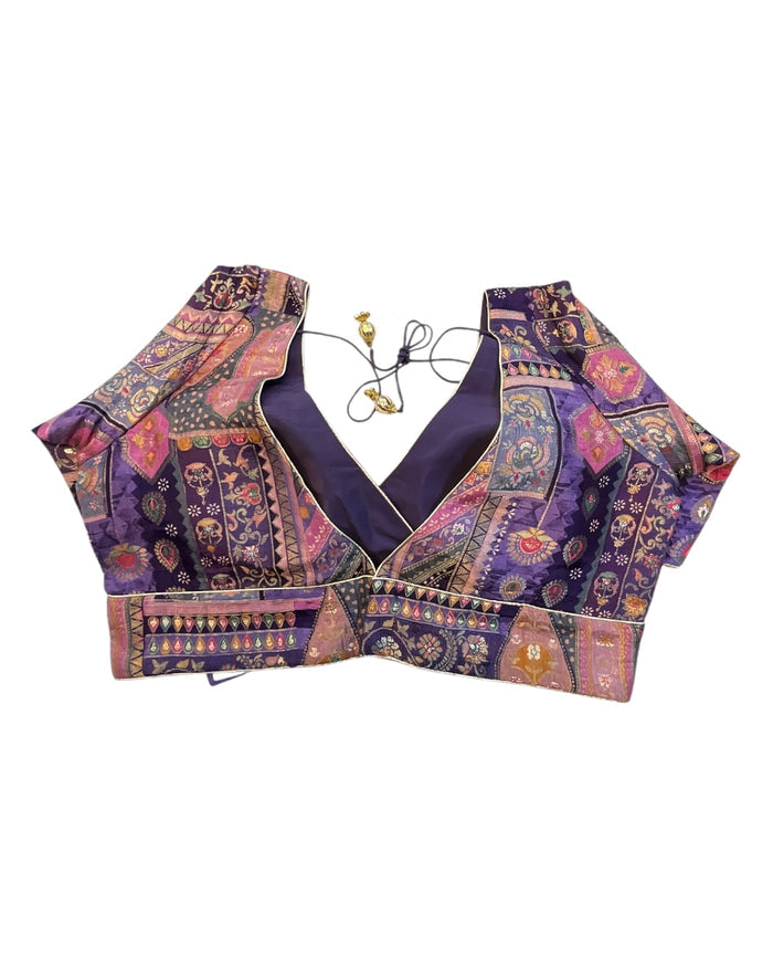 Lilac / Purple - Banarasi Brocade Saree / Lehenga blouse - 42" Bust (UK 16) Can be let out to size 18  - VFJ204 01KP25