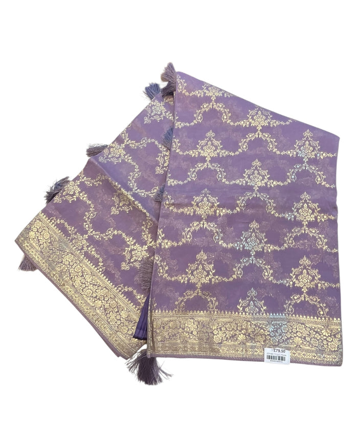 Lilac / Purple - Handloom  - Chiffon Banarasi Saree with Blouse Piece - JOH1601  10TY25
