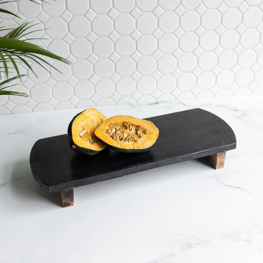 Louisa Marble Footed Serving Board Black - Magnolia Lane co. Home + Garden + Gift