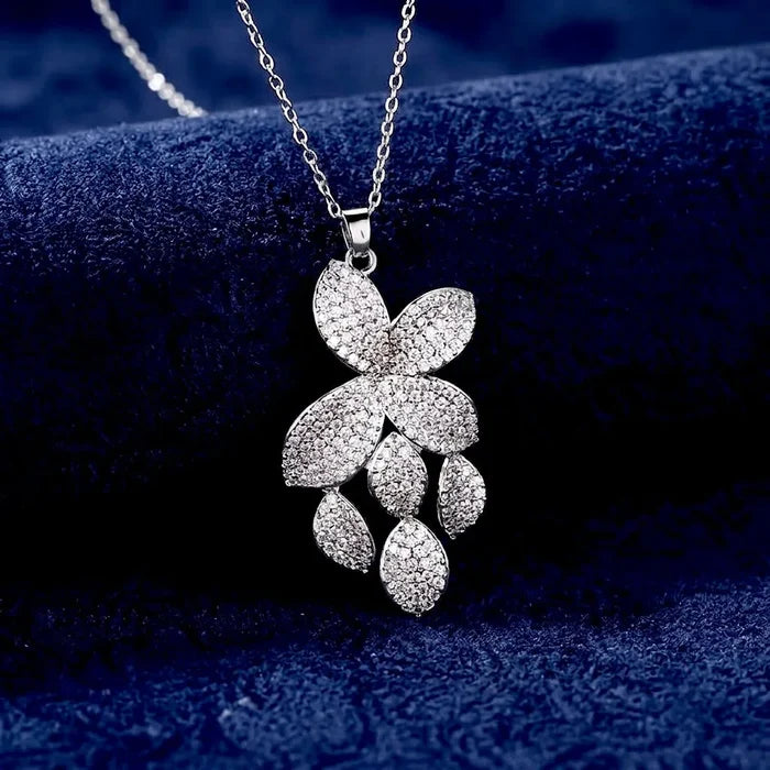 Modern CZ Pavé Bridal Jewelry Set | Silver & Gold Necklace Set