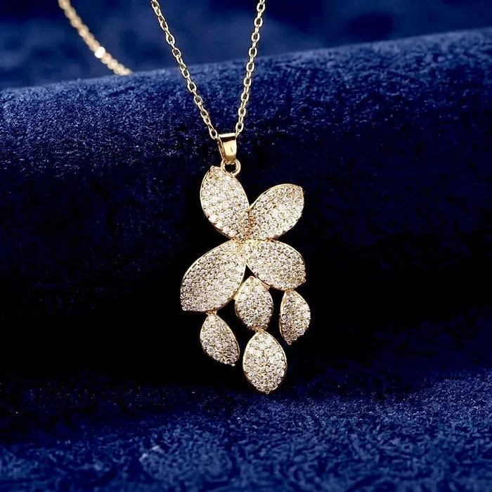 Modern CZ Pavé Bridal Jewelry Set | Silver & Gold Necklace Set