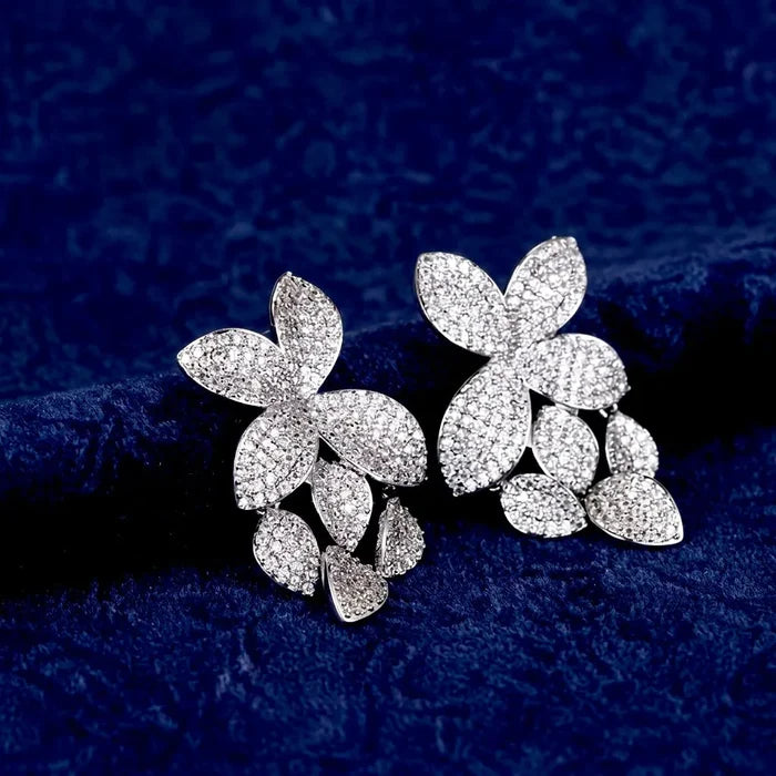 Modern CZ Pavé Bridal Jewelry Set | Silver & Gold Necklace Set
