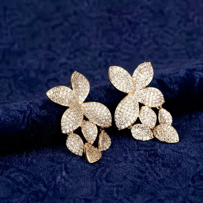 Modern CZ Pavé Bridal Jewelry Set | Silver & Gold Necklace Set