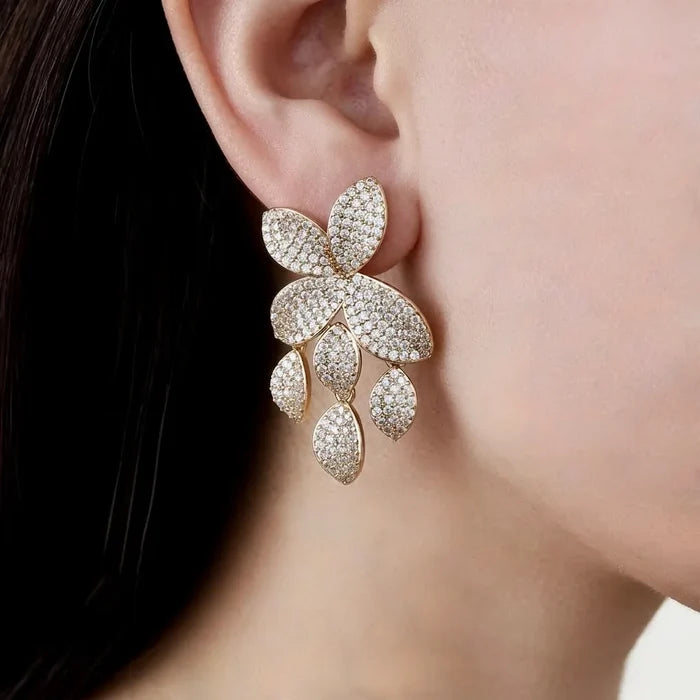Modern CZ Pavé Bridal Jewelry Set | Silver & Gold Necklace Set
