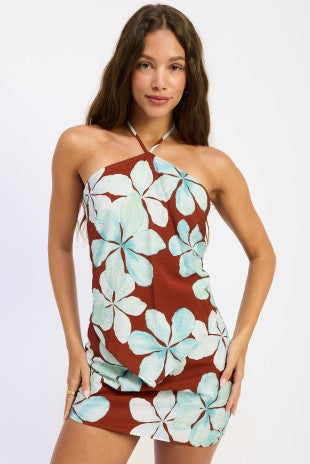 Luna Floral Satin Halter Top