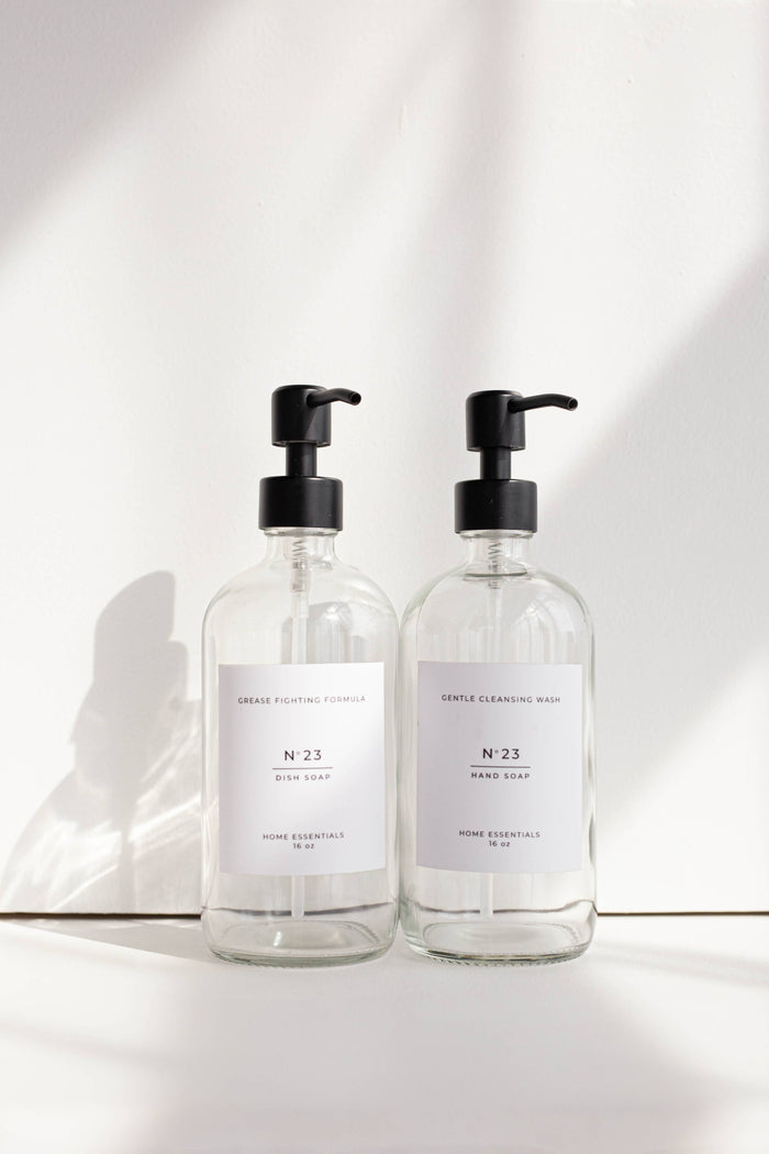 Clear Dish Soap Dispenser with Label - Living with Ivey