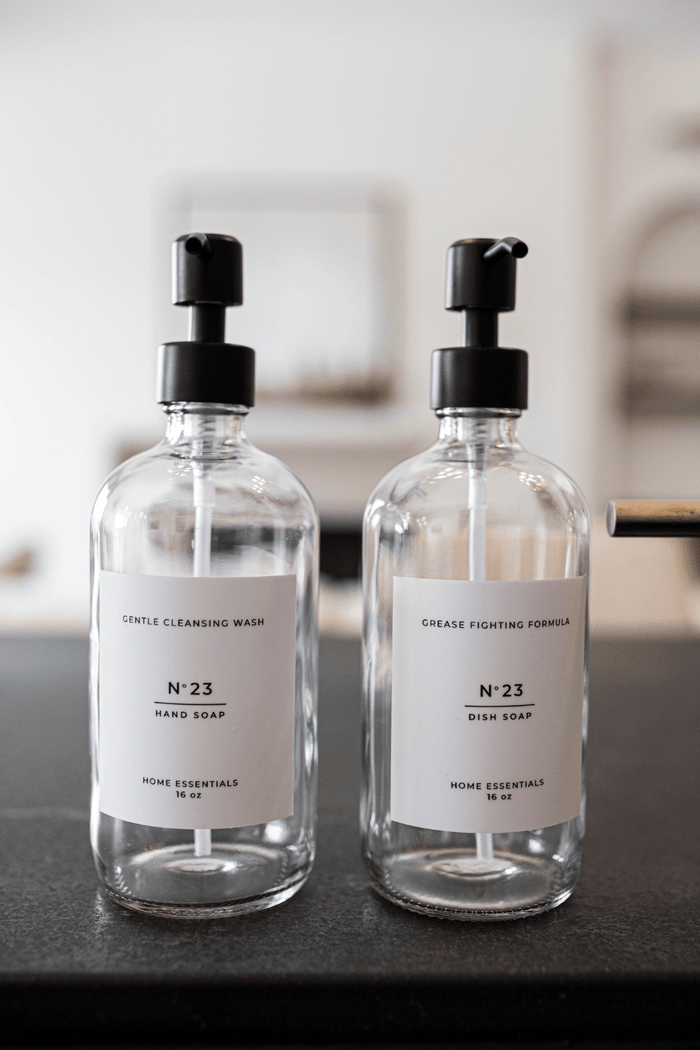 Clear Dish Soap Dispenser with Label - Living with Ivey