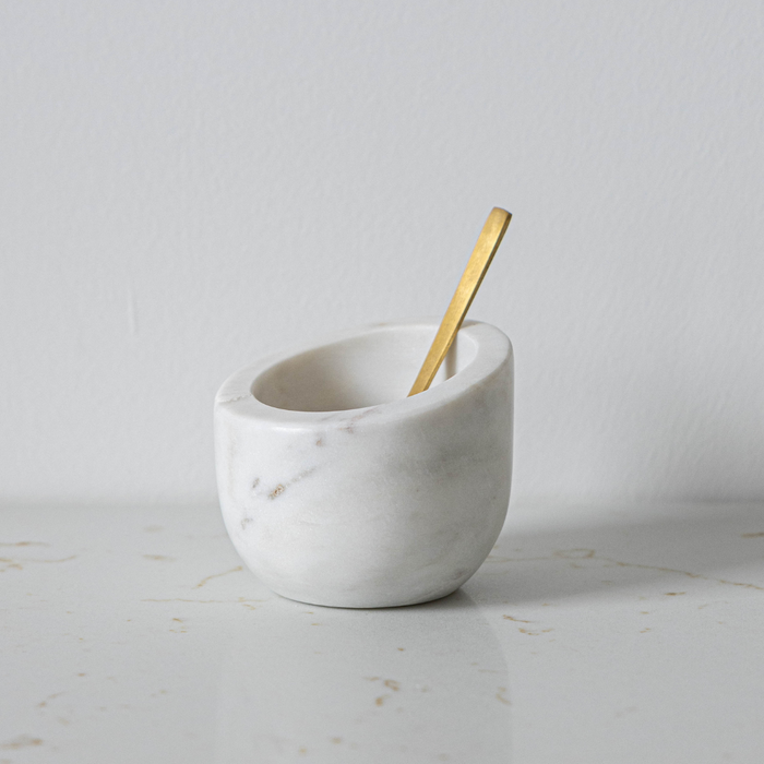Marble Salt Cellar with Brass Spoon - Magnolia Lane co. Home + Garden + Gift