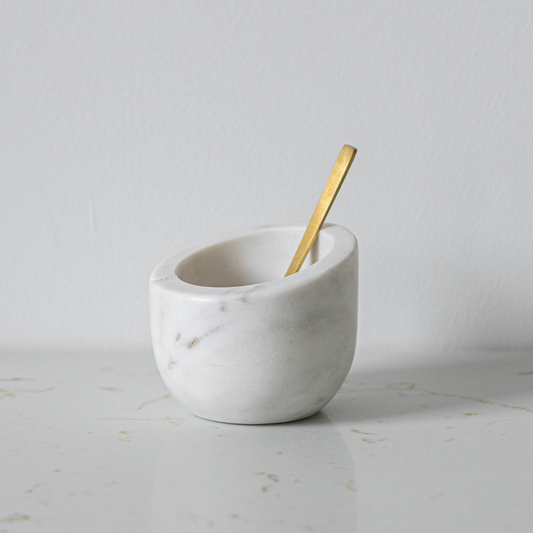 Marble Salt Cellar with Brass Spoon - Magnolia Lane co. Home + Garden + Gift