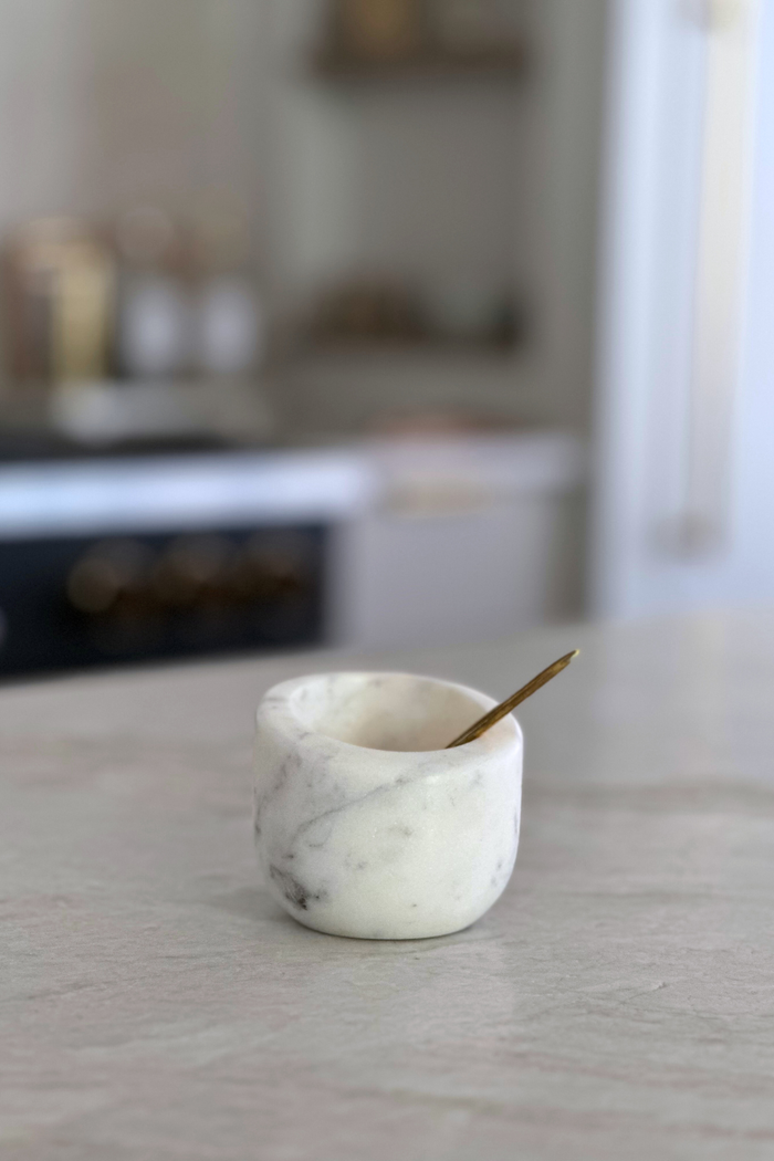 Marble Salt Cellar with Brass Spoon - Magnolia Lane co. Home + Garden + Gift