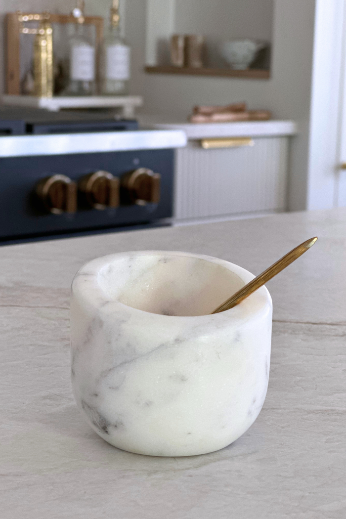 Marble Salt Cellar with Brass Spoon - Magnolia Lane co. Home + Garden + Gift
