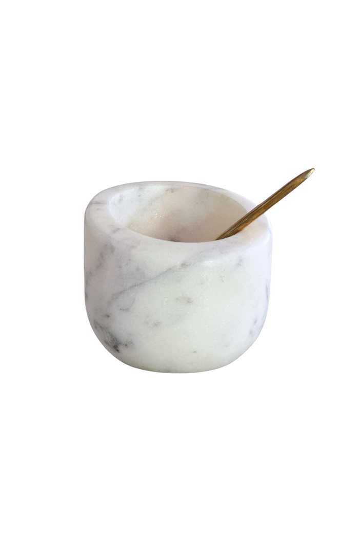 Marble Salt Cellar with Brass Spoon - Magnolia Lane co. Home + Garden + Gift