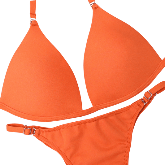 Matte Orange Fit Model Competition Suit in vibrant orange for NPC bikini competition suit and fit model competition suit