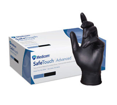 Medicom Disposable Nitrile Black Gloves LARGE Box of 100