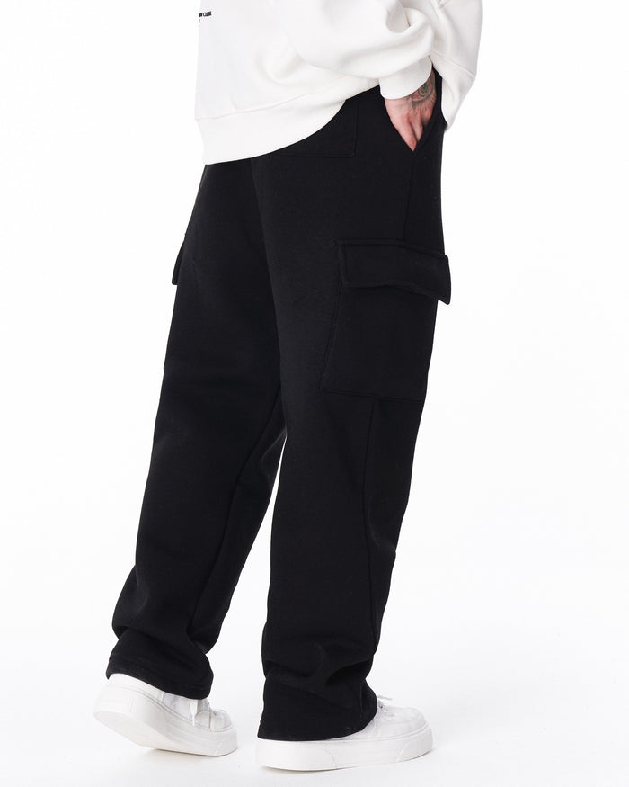Men's Fleece Black Cargo Sweatpants (4)