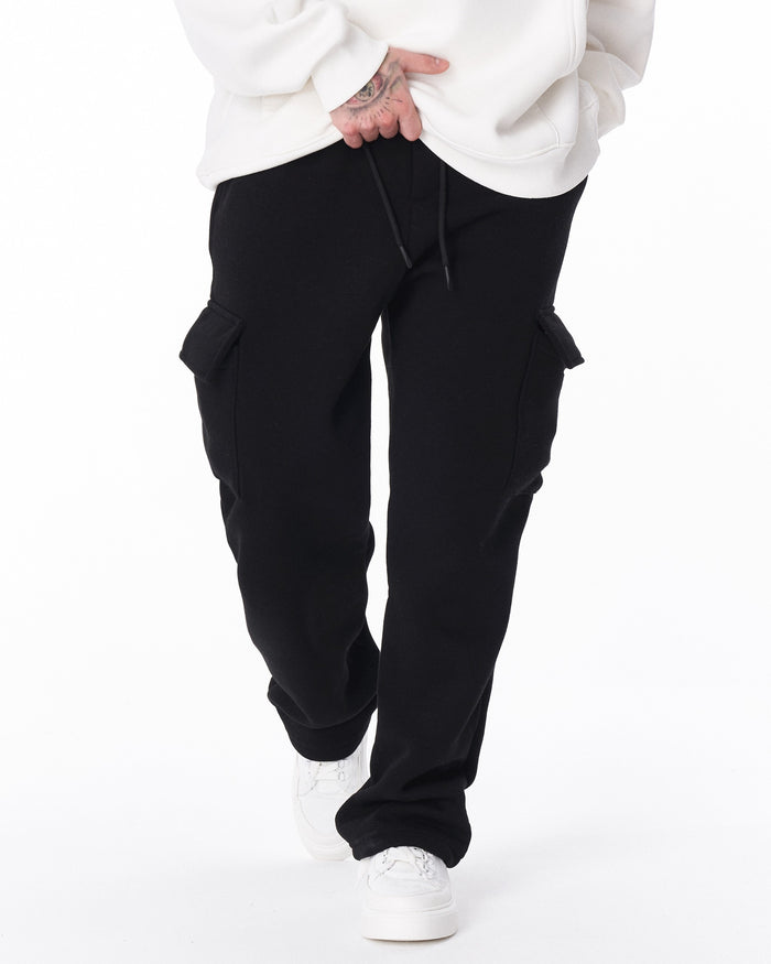 Men's Fleece Black Cargo Sweatpants (5)