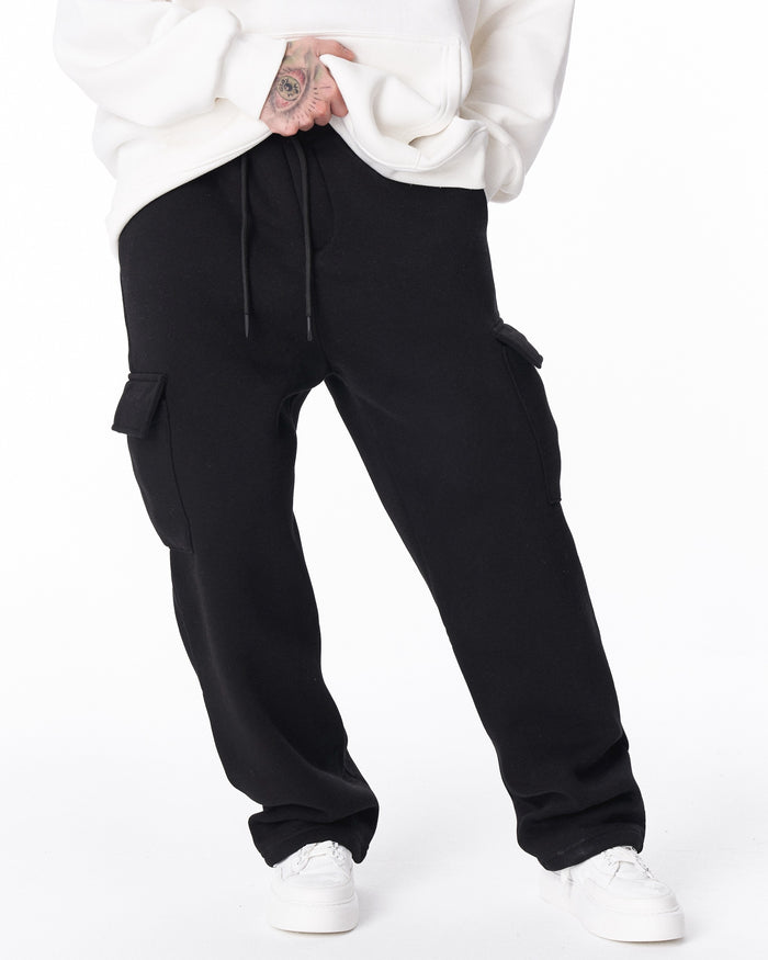 Men's Fleece Black Cargo Sweatpants (8)