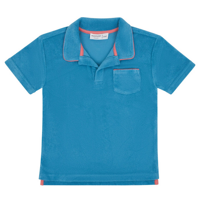 Minnow French Terry Polo in Cerulean Blue