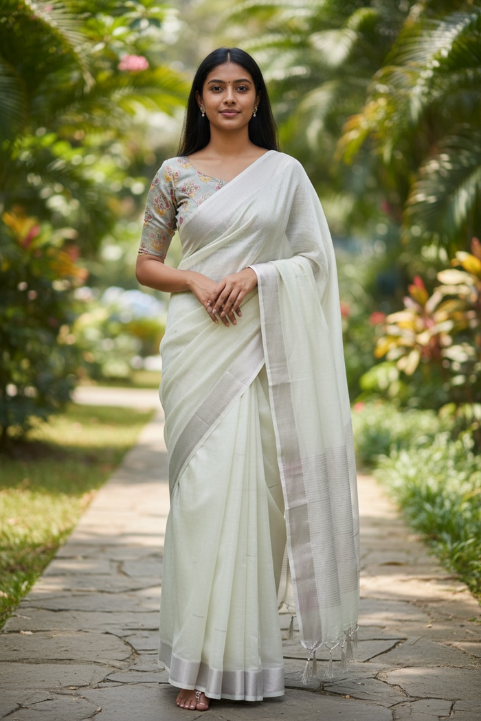 Mint Green - Fancy Cotton Silky Saree with Brocade Blouse Piece - UK Stock - 2/3 days Delivery  12KP25 RT411003