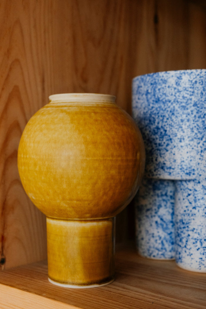 Moon Jar Pedestal Vase