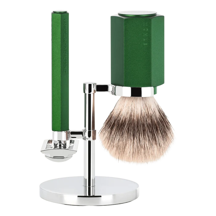 Mühle Hexagon barbersett Forest Silvertip Fibre