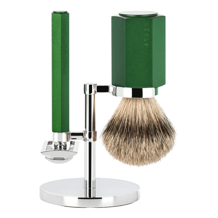 Mühle Hexagon barbersett Forest Silvertip grevlinghår