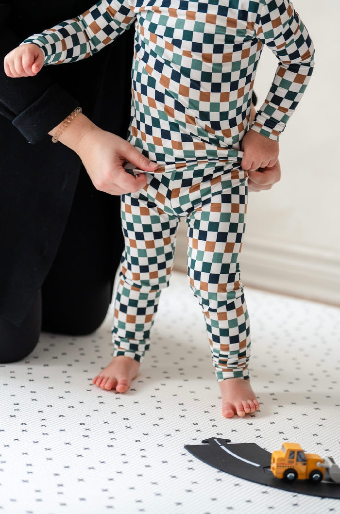 Multi Check 2-Piece Bamboo Set