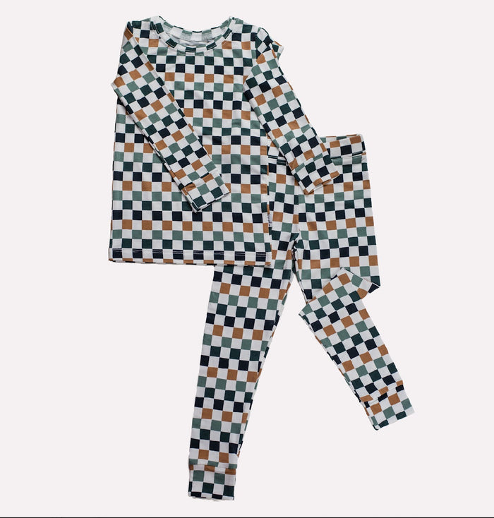 Multi Check 2-Piece Bamboo Set