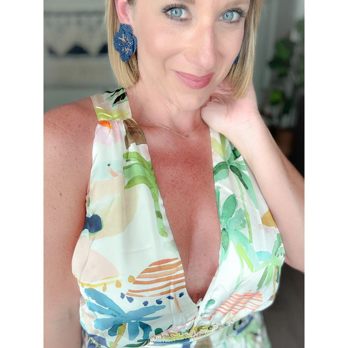Navy Blossom Earrings