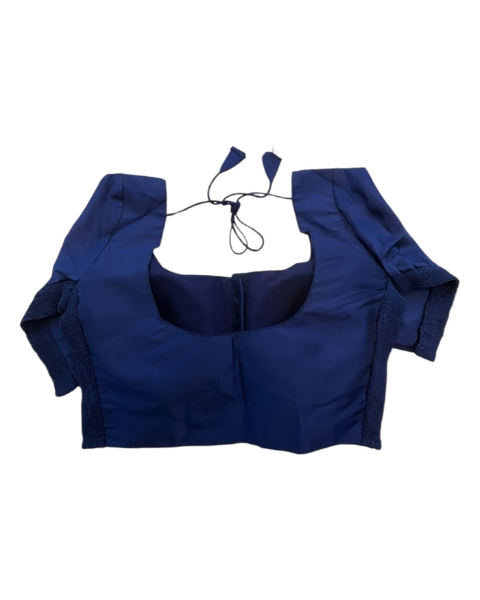 Navy Blue - HYBRID Silky Saree blouse - With Elastic on both side for Great fit - Size 36",38", 40" S M L  - VAM1216 Ap