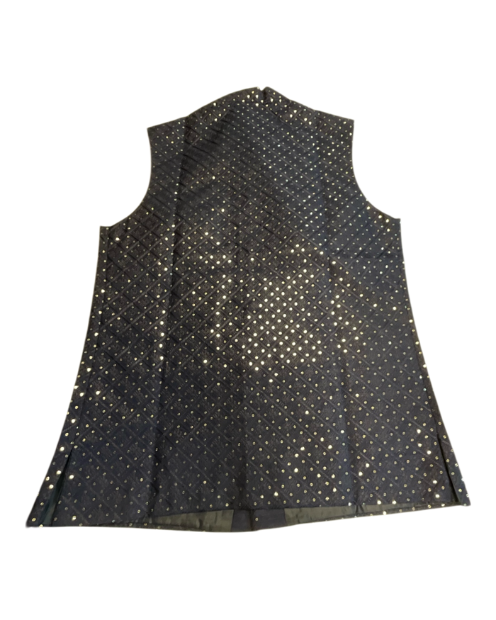 Navy Blue - Sequins All Over Embroidered - Mens Indian Waistcoat - UK Stock - 24 hr Dispatch - KCS4785 03KR26