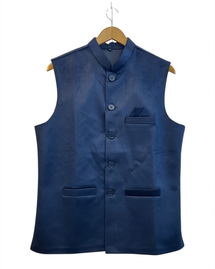 Navy Blue - Suede - Mens Indian Waistcoat - UK Stock - 24 hr Dispatch - KCS2601 03KT26