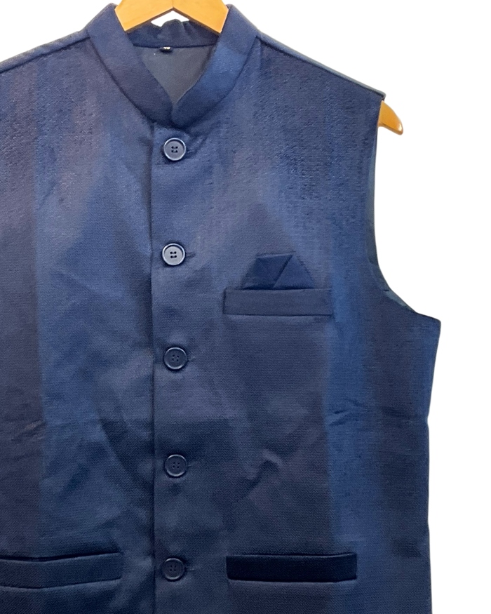 Navy Blue - Suede - Mens Indian Waistcoat - UK Stock - 24 hr Dispatch - KCS2601 03KT26
