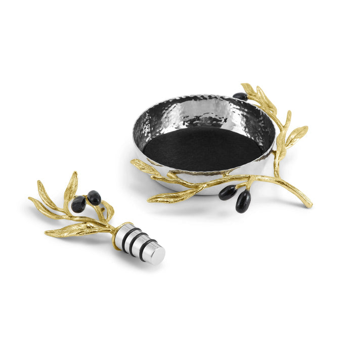 Michael Aram Olive Branch Wine Coaster & Stopper Set