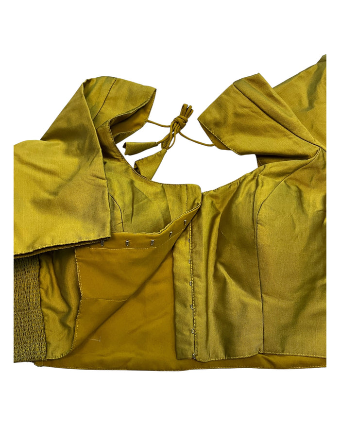 Olive Green - HYBRID Silky Saree blouse - With Elastic on both side for Great fit - Size 36",38", 40" S M L  - VAM1216 Ap