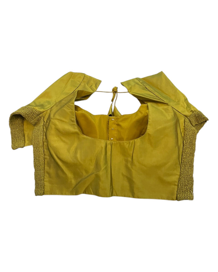 Olive Green - HYBRID Silky Saree blouse - With Elastic on both side for Great fit - Size 36",38", 40" S M L  - VAM1216 Ap