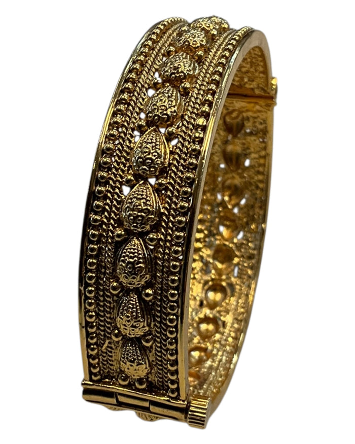 Openable - Gold Finish Hand Crafted Rajwadi Kada Bangle (Single) - Mix N Match - SR06 V