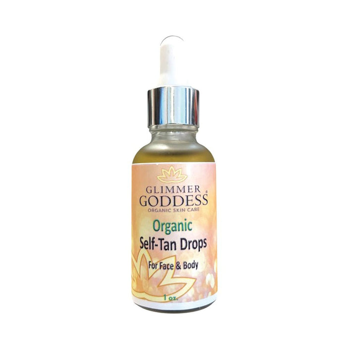 Organic self-tan drops for face & body in dropper bottle, natural glow skincare