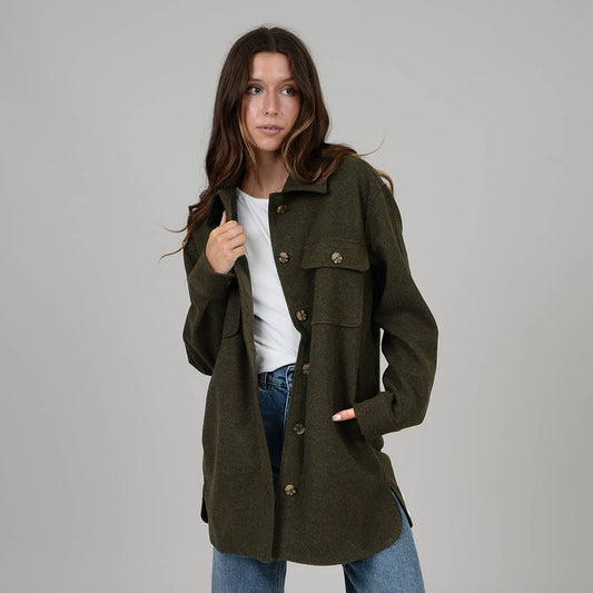 Oversized Forest Green Shacket - Taryn x Philip Boutique