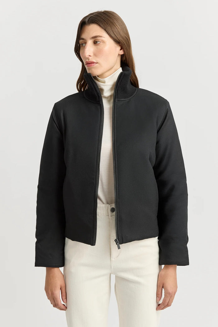 PADDED WOOL JACKET in Black by Toorallie
