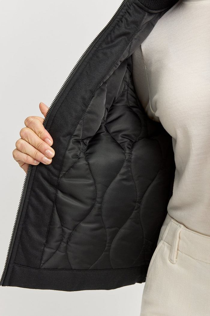 PADDED WOOL JACKET in Black by Toorallie