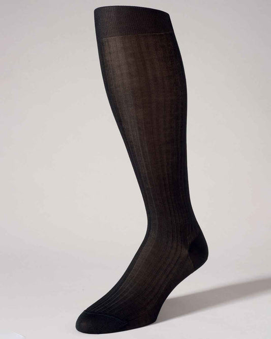Pantherella Pure Cotton Knee Socks - Black - Country Collection